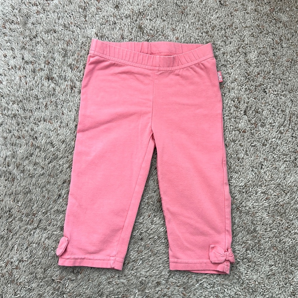 GIRLS pumpkin patch pink leggings with bows on ankles size 24 months